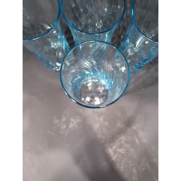 Wheaton Highball Glasses, Ribbed Optic Swirl, Sea Blue Set of 4, Vtg‎ Drinkware - Picture 6 of 9